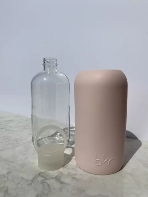 BKR Glass Water Bottle w/Silicone Sleeve Tutu Pale Peachy Pink 16oz/500ml 2