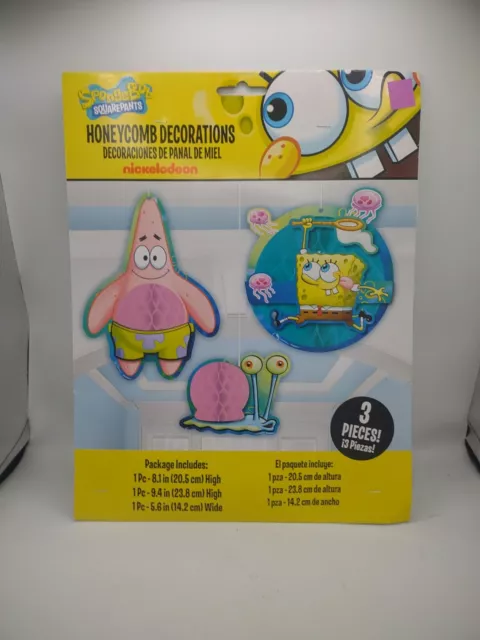 SPONGEBOB SQUAREPANTS 3pc PARTY DECORATION HONEYCOMB HANGING Patrick Star Gary