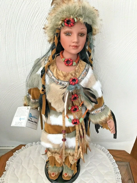 Duck House Porcelain Doll Native American 24" Heirloom “Migina ” COA #14/5000.
