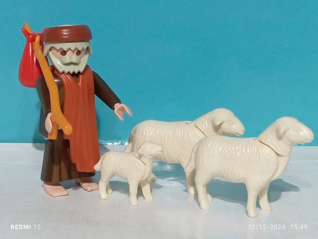 Figurines Playmobil Berger, Chèvre, Moutons, Pèlerin - Réf 5719, 4884, 3996 - Occasion