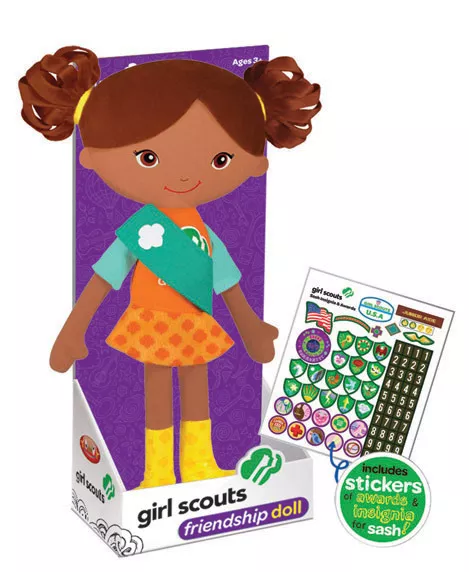 NEW Girl Scouts Friendship Doll Carly Plush badge stickers cookie t-shirt sash