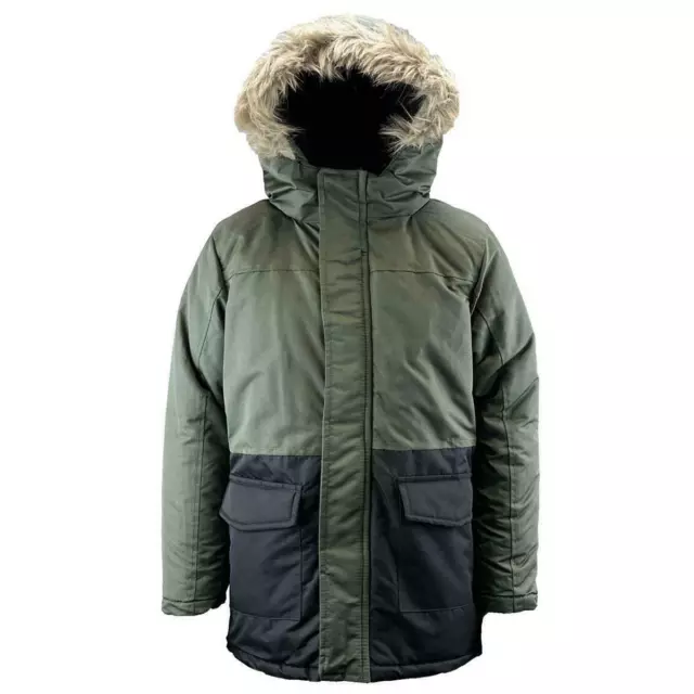 Boys Padded Fleece Lined Parka Faux Fur Hooded | Kids Jacket |Winter School Coat