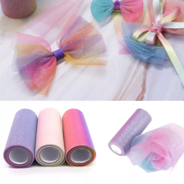 Rainbow Glitter Craft Fabric 10 Yard Organza Fabric Soft Tutu Tulle Roll  DIY