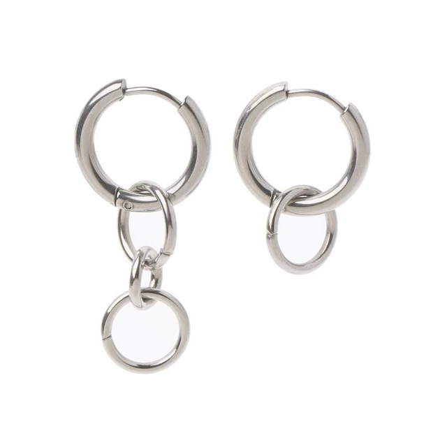 New Fashion Korean Men's Jewelry Geometric Circle Word Simple Earrings Huggie