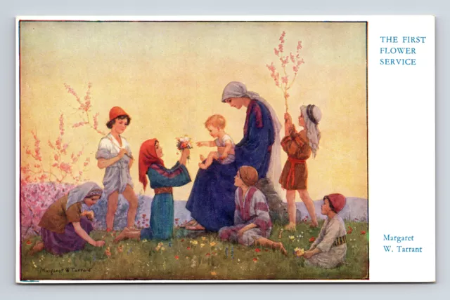 Artist Margaret W Tarrant The First Flower Service Postcard