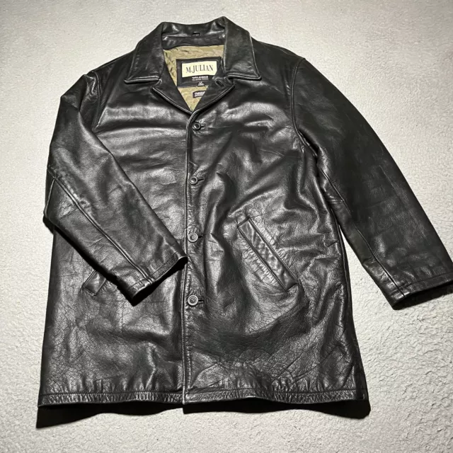 M. Julian Wilsons Leather Jacket Mens Large Tall LT Black Thinsulate Lined