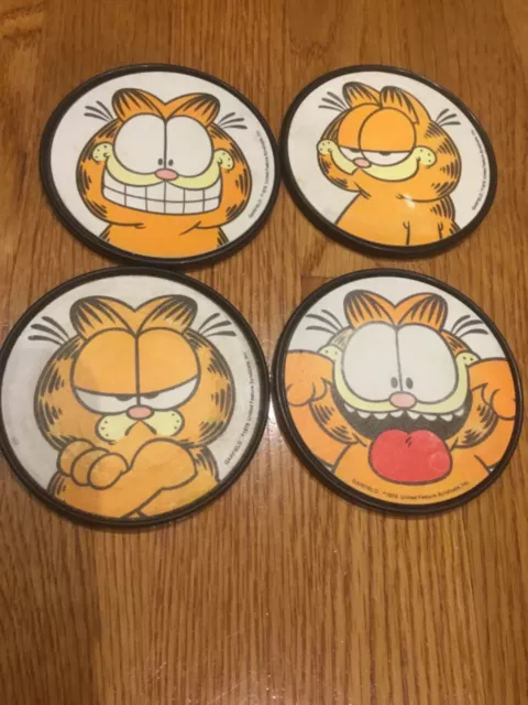 Vintage Garfield The Orange Cat Set Of 4 Coasters 1978 Jim Davis Vtg