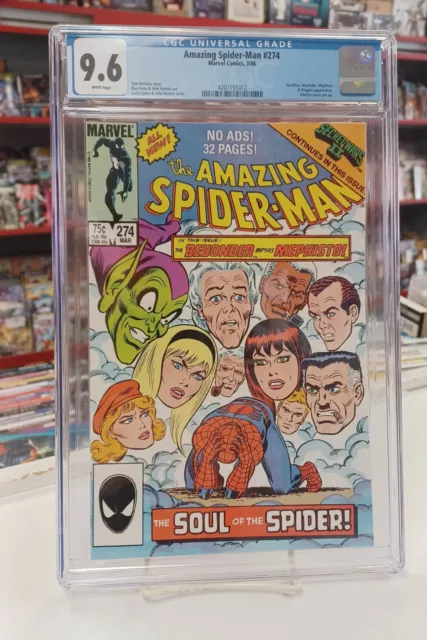 AMAZING SPIDER-MAN #274 (1986) CGC Grade 9.6 ~ BEYONDER v MEPHISTO ~ White Pages
