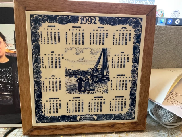 Platwelbakkery Schoonhaven Holland Delft Tile 1992 Calendar Framed