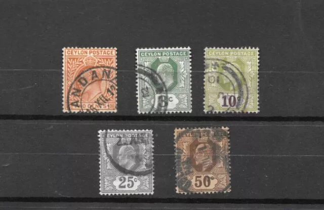 CEYLON – 1910-1911 DEFINITIVES  SG292 - SG296 Used