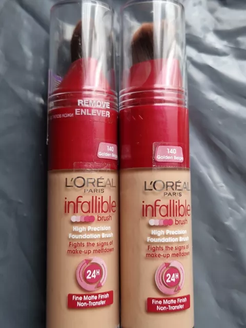 2 x GOLD BEIGE LOREAL UNFEHLBARE BÜRSTEN FOUNDATION 25ml - KOSTENLOSER VERSAND