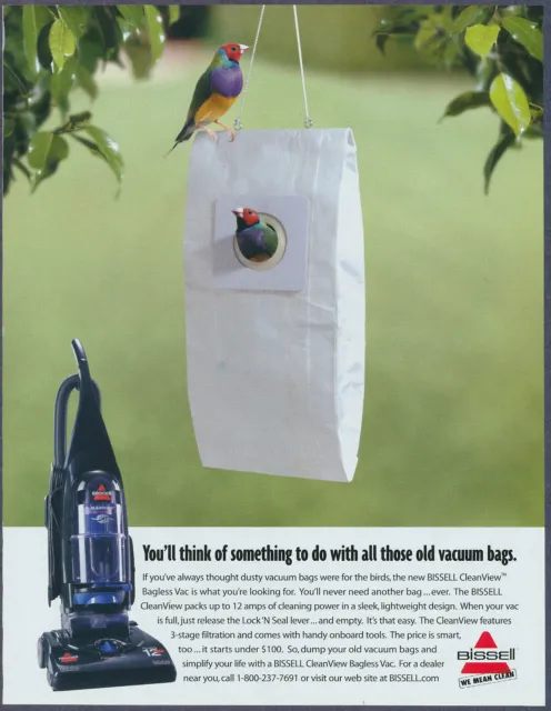 Colorful Gouldian Finch Bissell Vacuum Cleaner Vintage Magazine Print Ad 2002