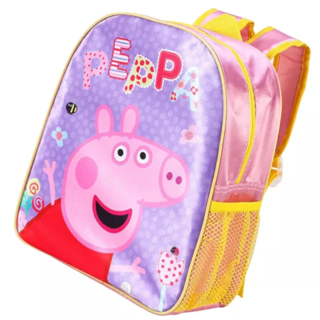 Girls Kids Pink & Purple Peppa Pig Standard School Rucksack Backpack School Bag