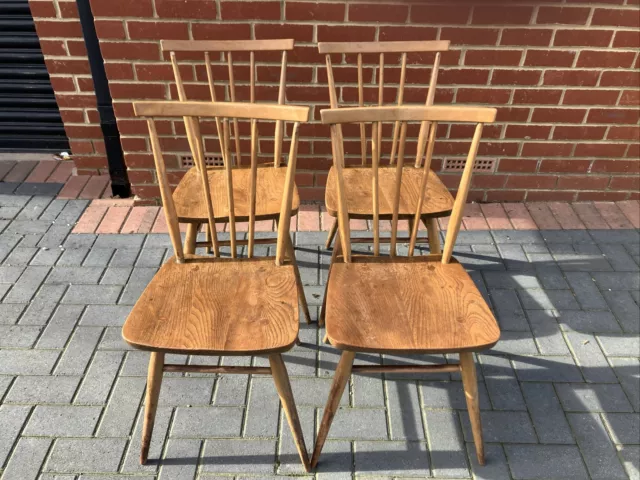 Set Of 4 Ercol Dining Chairs Vintage Retro Mid Century For Repair/Restoration