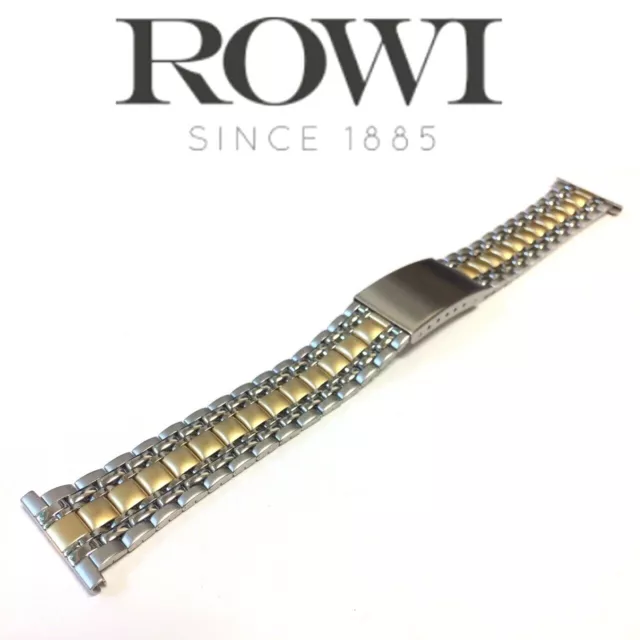 22mm ROWI 304034 STAINLESS STEEL/YELLOW GOLD PLATED TWO TONE BRACELET WATCH BAND