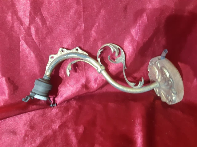 Support applique art nouveau col de cygne en bronze et cuivre pour tulipe 1900