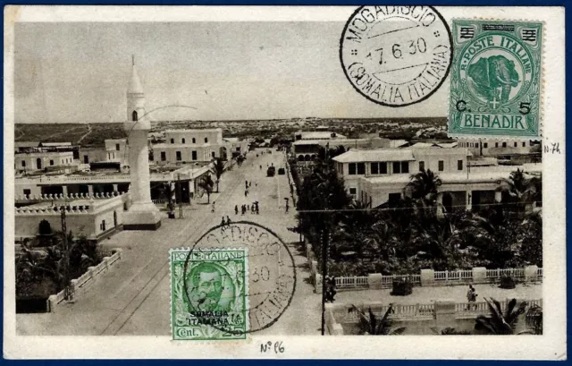 1930 - Somalia - Cartolina da Mogadiscio con affrancatura multipla