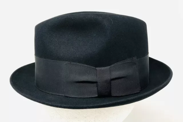 Dobbs Hat Mens Fedora Hat Black Size 7 Vintage Wool Felt 5th Avenue NY KP21 3