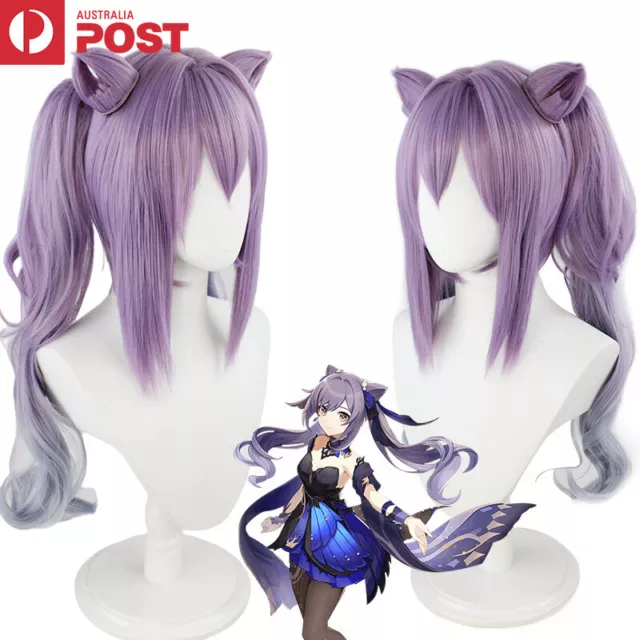 Game Genshin Impact Keqing Wig Hair Purple Long ears Anime Cosplay Costume