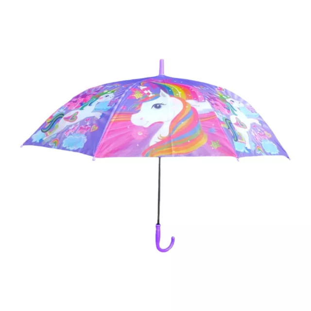 Automatic Open Kids Purple Rainbow Unicorn Rain Umbrella *Kids Girls Toddlers*