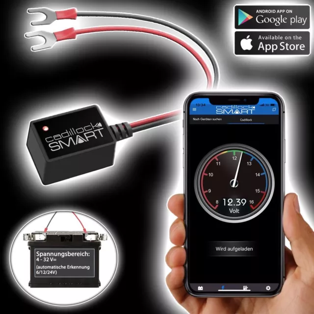 Lescars 2er-Set Kfz-Batterie-Wächter mit Bluetooth, App, für 12-V-Batterien
