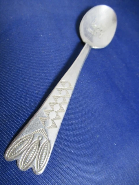 ANTIQUE NAVAJO STAMPED SILVER SPOON-WHIRLING LOG IN BOWL- c. 1900