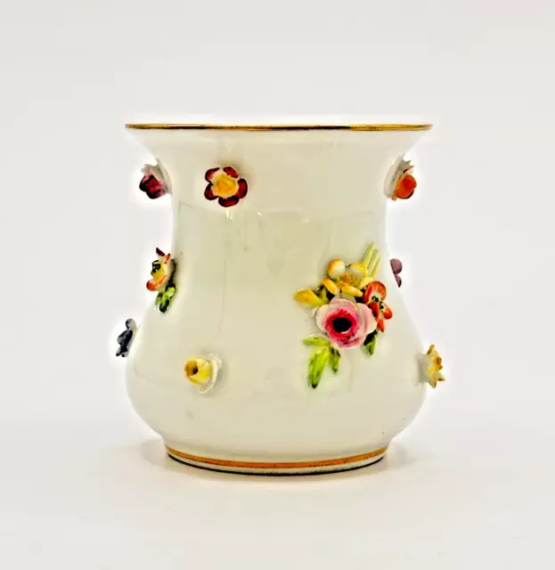 MEISSEN Porzellan I kleine Vase 6cm I gestreute Blumen Rosen Goldrand I selten!