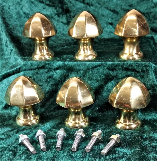 6 French Bronze Finial Set Brass Knobs Vintage Door Drawer Cabinet Newel Post