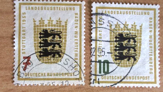 BRD Michel NR.212+213 ; Landesausstellung Baden-Württemberg von 1955 Rundstempel