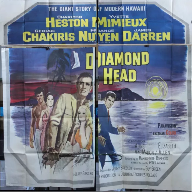 Diamond Head 1962 Movie Poster 6 Sheet 81" x 81" Charlton Heston Yvette Minieux