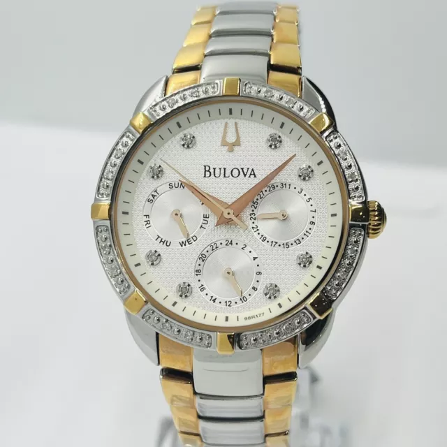 Bulova Women's Maribor Diamond Two Tone Stainless Steel 36mm Watch 98R177
