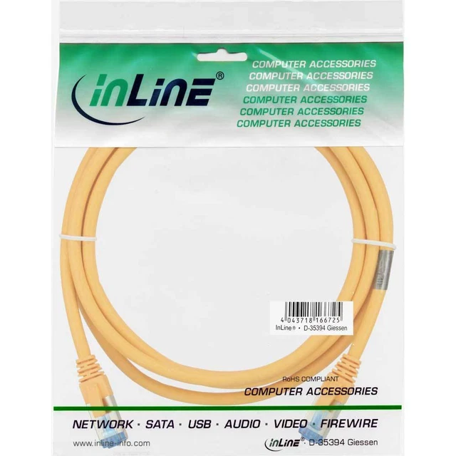 InLine® Patchkabel Cat.6A, S/FTP (PiMf), halogenfrei, 500MHz, gelb, 1,5m