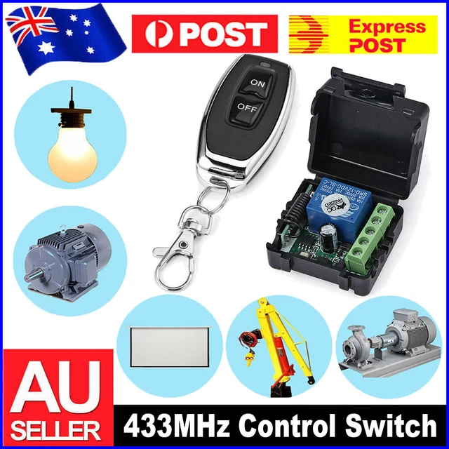AU 12V 433MHz Relay 1CH Wireless RF Remote Control Switch Receiver+Transmitter