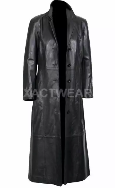 Casual Leather Trench Coat Long Coat For Men-Genuine Lambskin Full Length Jacket