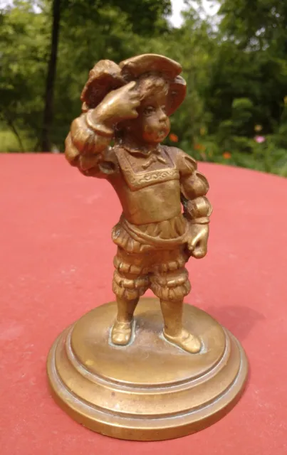 Antique French 19thC Brass Bronze Statue Young Lad Victorian Figurine