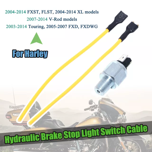 Hydraulic Brake Stop Light Switch With Cable For Harley Heritage Softail Fatboy