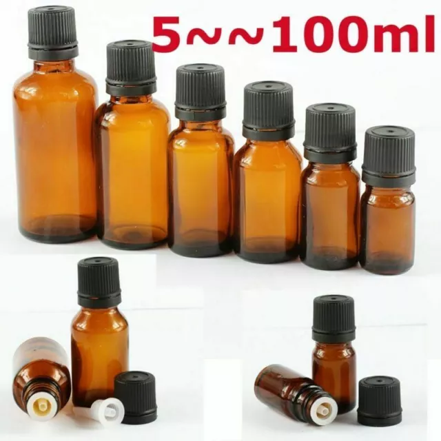 5 10 15 20 30 50 100ML Amber Glass Bottle with Dropper Cap For Essential Oil