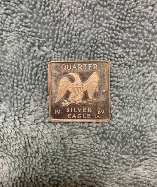 Silver Eagle 1969 raro 1/4 oz 0,999 barra cuadrada de plata fina lavado Walla Walla.