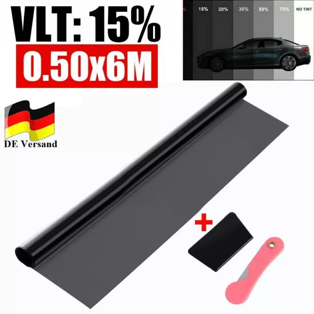 Auto Scheiben Tönungsfolie 50CMx600CM 15% VLT UV-schutz Sonnenschutzfolie + Tool