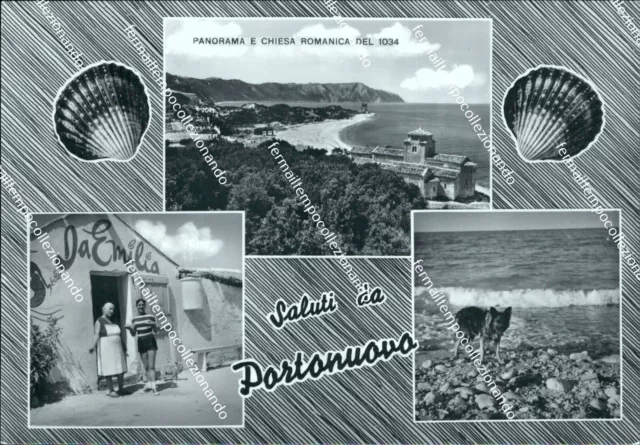 ch26 cartolina  saluti da  portonuovo chiesa romanica provincia di ancona