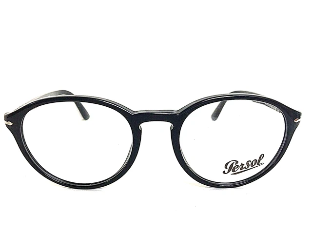 New Persol 3162-V 95 52mm Rx Round Black Men's Eyeglasses Frame Italy