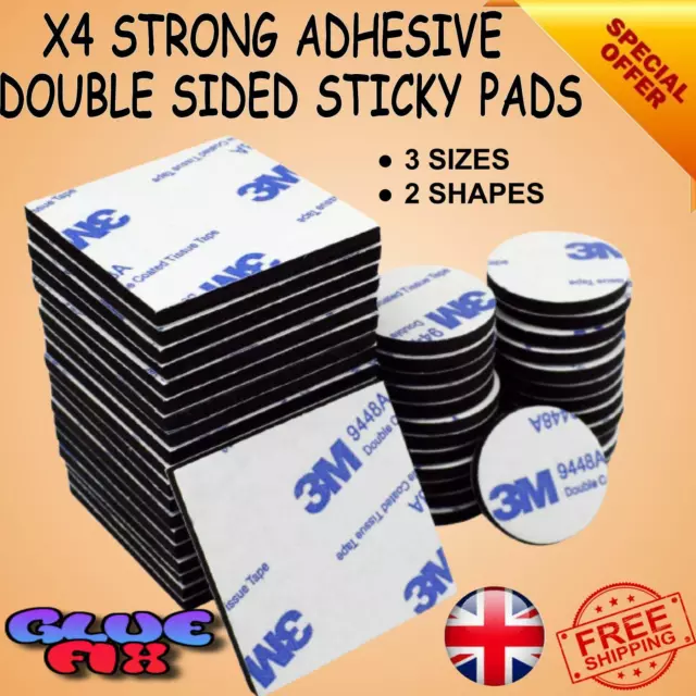 60 Pcs Double Sided Sticky Pads Square Adhesive foam Strong Heavy Mounting  Tap