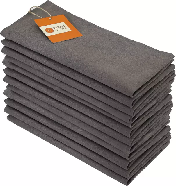 TARAN LIVING Grey Cloth Napkins Set of 12, Fall Dinner Napkins, Washable Well He