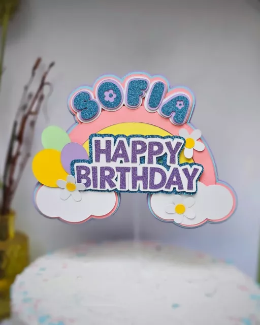 Personalisierte CakeTopper Blumen Tortenfiguren Birthday Geburtstag Name Party
