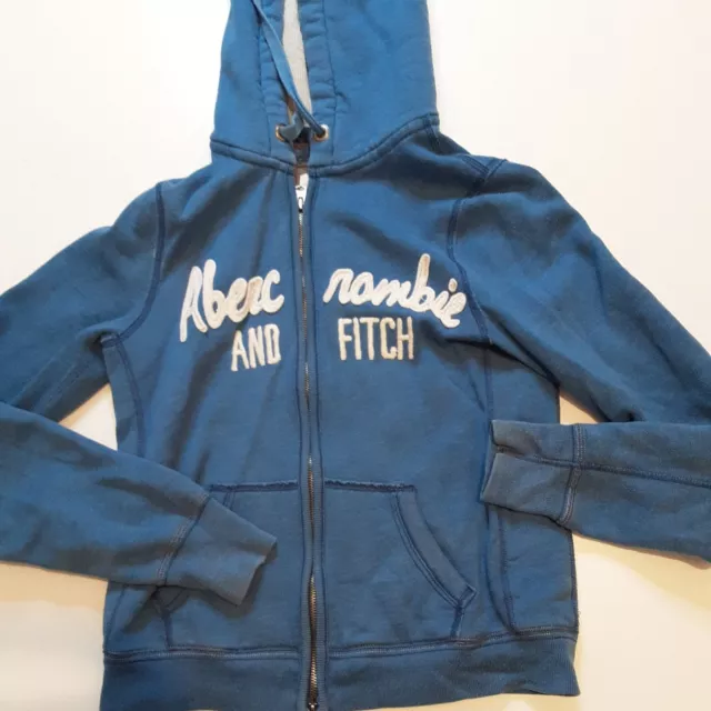 Abercrombie & Fitch Hoodie Adult L Blue Hooded sweatshirt Full Zip up Sweater