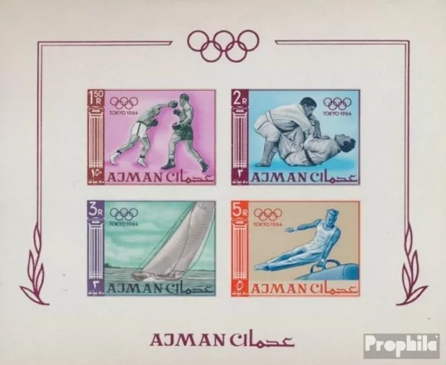 Ajman Bloque 2b (completa edición) no dentado nuevo con goma original 1965 olímp