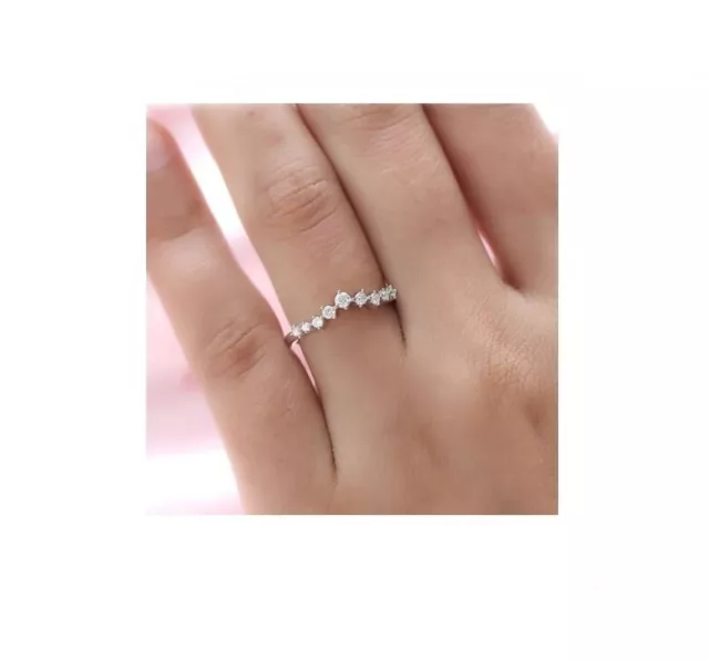 Beautiful Moissanite Wishbone Ring in Platinum Overlay Sterling Silver 0.234 cts