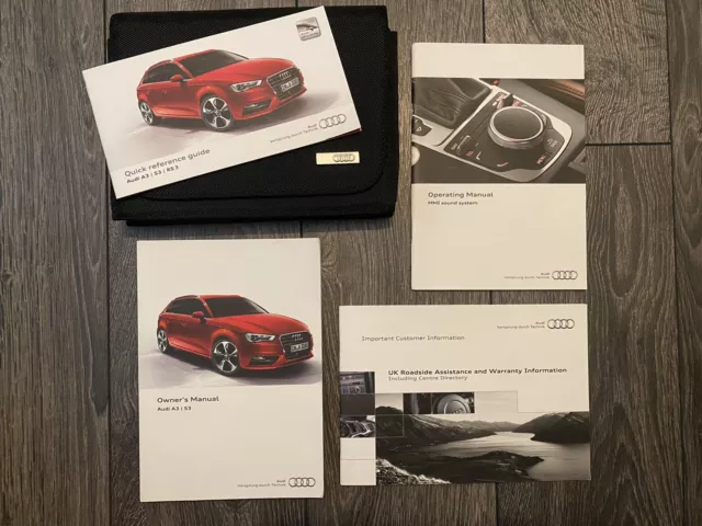 Audi A3 S3 Owners Manual Handbook & Wallet 2012-2016 8V Hatch Sportback Saloon