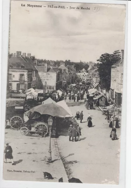 CPA 53 MAYENNE près Villaines La Juhel PRE-EN-PAIL Jour de Marché 1917 Animée