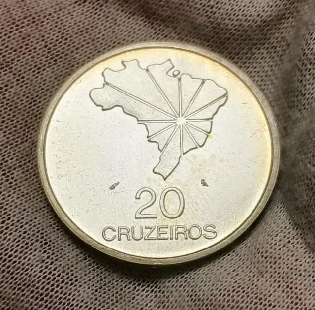 1972 Brazil 20 Cruzeiros - Silver - 150th Anniv. of Independence - 502k Minted!